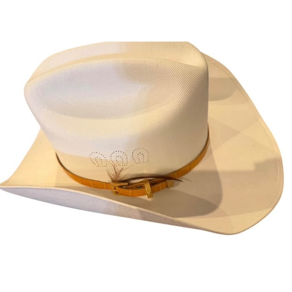 Donaldo Hats White Straw Cowboy Hat Size 7 1/4 (58 MEX) Pristine NOS w/ Plastic